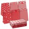 36-Pack Small Red Party Favor Bags, 5.5x3.2x9-Inch Paper Goodie Bags with Stickers for Birthday Party Supplies (6 Designs)